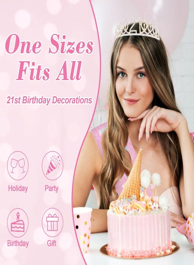 CAVETEE Birthday Headband for women, 21st Birthday Decorations Finally 21 Sash and Crown for 21st Party (Silver&Pink, Onesize) - Image 4